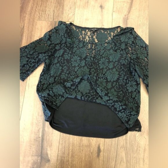 RWamp CO LACE TOP IN DEEP GREEN COLOUR 34 SLEEVE LENGTH - Picture 7 of 8